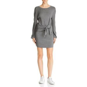 NEW Milly Sweater Dress Womens Medium Gray Tie Front Long Sleeve